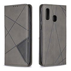 Custodia Portafoglio In Pelle Cover con Supporto B07F per Samsung Galaxy A40 Grigio