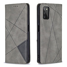 Custodia Portafoglio In Pelle Cover con Supporto B07F per Samsung Galaxy F02S SM-E025F Grigio