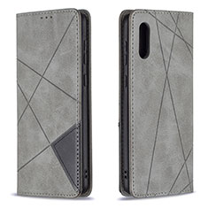 Custodia Portafoglio In Pelle Cover con Supporto B07F per Samsung Galaxy M02 Grigio