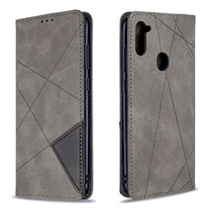 Custodia Portafoglio In Pelle Cover con Supporto B07F per Samsung Galaxy M11 Grigio