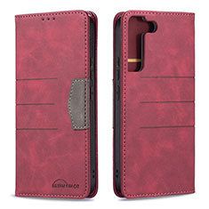 Custodia Portafoglio In Pelle Cover con Supporto B07F per Samsung Galaxy S21 FE 5G Rosso