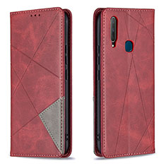 Custodia Portafoglio In Pelle Cover con Supporto B07F per Vivo Y11 Rosso