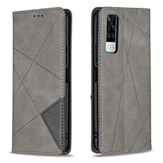 Custodia Portafoglio In Pelle Cover con Supporto B07F per Vivo Y53s NFC Grigio