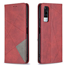 Custodia Portafoglio In Pelle Cover con Supporto B07F per Vivo Y53s NFC Rosso