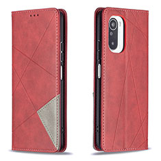 Custodia Portafoglio In Pelle Cover con Supporto B07F per Xiaomi Mi 11i 5G Rosso