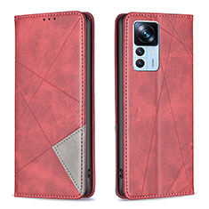 Custodia Portafoglio In Pelle Cover con Supporto B07F per Xiaomi Mi 12T Pro 5G Rosso