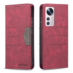 Custodia Portafoglio In Pelle Cover con Supporto B07F per Xiaomi Mi 12X 5G Rosso