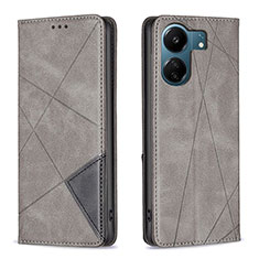 Custodia Portafoglio In Pelle Cover con Supporto B07F per Xiaomi Poco C65 Grigio