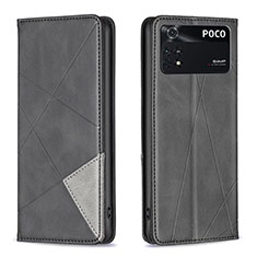 Custodia Portafoglio In Pelle Cover con Supporto B07F per Xiaomi Poco M4 Pro 4G Nero