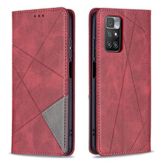 Custodia Portafoglio In Pelle Cover con Supporto B07F per Xiaomi Redmi 10 (2022) Rosso