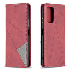 Custodia Portafoglio In Pelle Cover con Supporto B07F per Xiaomi Redmi Note 10 Pro 4G Rosso