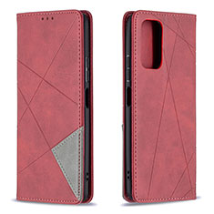 Custodia Portafoglio In Pelle Cover con Supporto B07F per Xiaomi Redmi Note 10 Pro Max Rosso