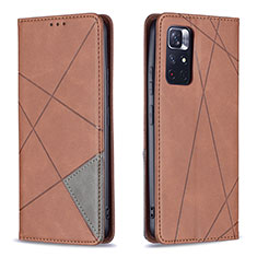 Custodia Portafoglio In Pelle Cover con Supporto B07F per Xiaomi Redmi Note 11 5G Marrone