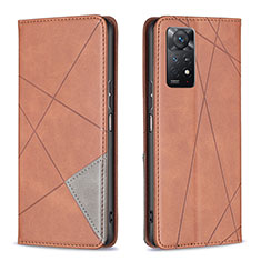 Custodia Portafoglio In Pelle Cover con Supporto B07F per Xiaomi Redmi Note 11 Pro 4G Marrone