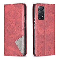 Custodia Portafoglio In Pelle Cover con Supporto B07F per Xiaomi Redmi Note 11 Pro 4G Rosso