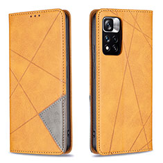 Custodia Portafoglio In Pelle Cover con Supporto B07F per Xiaomi Redmi Note 11 Pro+ Plus 5G Marrone Chiaro