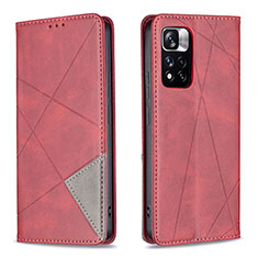 Custodia Portafoglio In Pelle Cover con Supporto B07F per Xiaomi Redmi Note 11 Pro+ Plus 5G Rosso