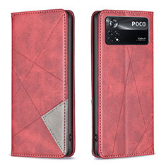 Custodia Portafoglio In Pelle Cover con Supporto B07F per Xiaomi Redmi Note 11E Pro 5G Rosso