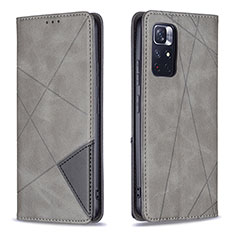 Custodia Portafoglio In Pelle Cover con Supporto B07F per Xiaomi Redmi Note 11S 5G Grigio