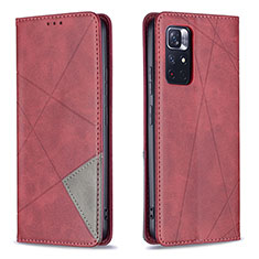 Custodia Portafoglio In Pelle Cover con Supporto B07F per Xiaomi Redmi Note 11S 5G Rosso