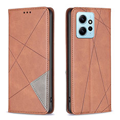 Custodia Portafoglio In Pelle Cover con Supporto B07F per Xiaomi Redmi Note 12 4G Marrone