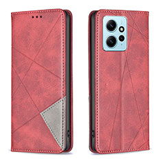 Custodia Portafoglio In Pelle Cover con Supporto B07F per Xiaomi Redmi Note 12 4G Rosso