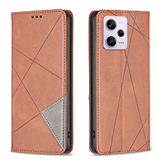 Custodia Portafoglio In Pelle Cover con Supporto B07F per Xiaomi Redmi Note 12 Explorer Marrone