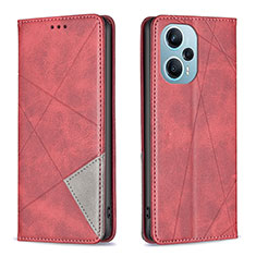 Custodia Portafoglio In Pelle Cover con Supporto B07F per Xiaomi Redmi Note 12 Turbo 5G Rosso