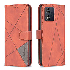 Custodia Portafoglio In Pelle Cover con Supporto B08F per Motorola Moto E13 Arancione