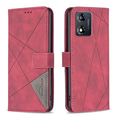 Custodia Portafoglio In Pelle Cover con Supporto B08F per Motorola Moto E13 Rosso