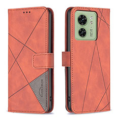 Custodia Portafoglio In Pelle Cover con Supporto B08F per Motorola Moto Edge (2023) 5G Arancione