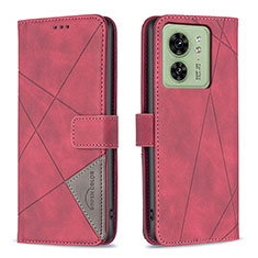 Custodia Portafoglio In Pelle Cover con Supporto B08F per Motorola Moto Edge 40 5G Rosso