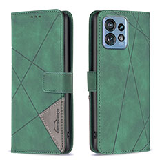 Custodia Portafoglio In Pelle Cover con Supporto B08F per Motorola Moto Edge 40 Pro 5G Verde