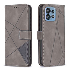 Custodia Portafoglio In Pelle Cover con Supporto B08F per Motorola Moto Edge Plus (2023) 5G Grigio