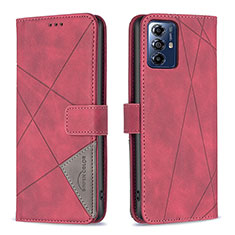 Custodia Portafoglio In Pelle Cover con Supporto B08F per Motorola Moto G Play (2023) Rosso