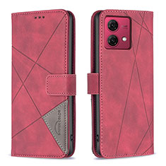 Custodia Portafoglio In Pelle Cover con Supporto B08F per Motorola Moto G84 5G Rosso