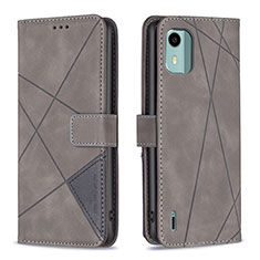 Custodia Portafoglio In Pelle Cover con Supporto B08F per Nokia C12 Plus Grigio