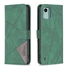 Custodia Portafoglio In Pelle Cover con Supporto B08F per Nokia C12 Pro Verde