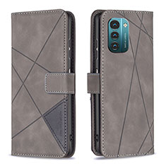 Custodia Portafoglio In Pelle Cover con Supporto B08F per Nokia G11 Grigio