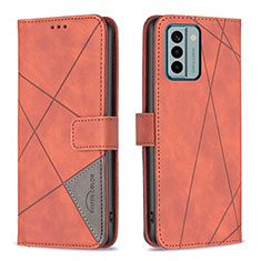 Custodia Portafoglio In Pelle Cover con Supporto B08F per Nokia G22 Arancione