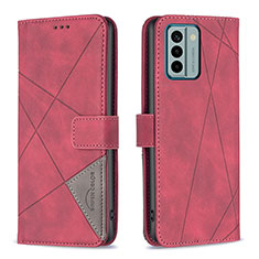 Custodia Portafoglio In Pelle Cover con Supporto B08F per Nokia G22 Rosso