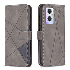 Custodia Portafoglio In Pelle Cover con Supporto B08F per OnePlus Nord N20 5G Grigio