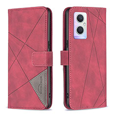 Custodia Portafoglio In Pelle Cover con Supporto B08F per OnePlus Nord N20 5G Rosso