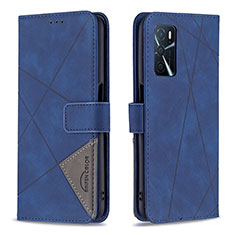 Custodia Portafoglio In Pelle Cover con Supporto B08F per Oppo A16s Blu