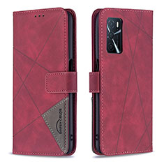 Custodia Portafoglio In Pelle Cover con Supporto B08F per Oppo A16s Rosso