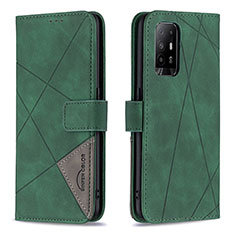 Custodia Portafoglio In Pelle Cover con Supporto B08F per Oppo A94 5G Verde