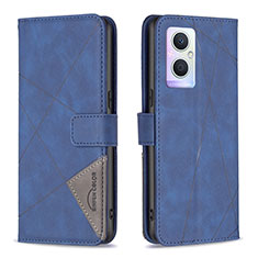 Custodia Portafoglio In Pelle Cover con Supporto B08F per Oppo A96 5G Blu