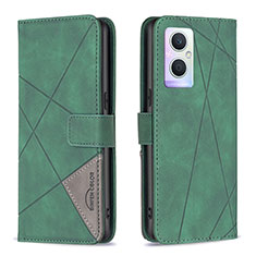 Custodia Portafoglio In Pelle Cover con Supporto B08F per Oppo F21 Pro 5G Verde