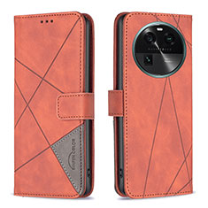 Custodia Portafoglio In Pelle Cover con Supporto B08F per Oppo Find X6 5G Arancione