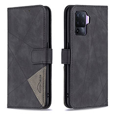 Custodia Portafoglio In Pelle Cover con Supporto B08F per Oppo Reno5 F Nero